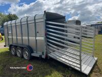 Ifor Williams TA510 14ft tri-axle cattle trailer, good brakes & lights - 3