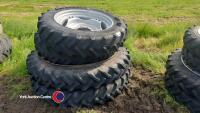 Set of 4 Ex Case MX110 rowcrop wheels and tyres 270/95R48 and 270/95R32