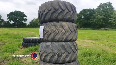4x Alliance 331 flotation tyres 500/60R22.5, 70% remaining tread checked and tested ready for work, to suit 9T dumpers and various trailer and implem