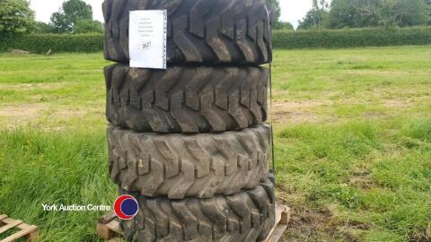 4x mixed brand 15.5/80R24 loader tyres, all with 60% remaining tread, checked and tested ready for work