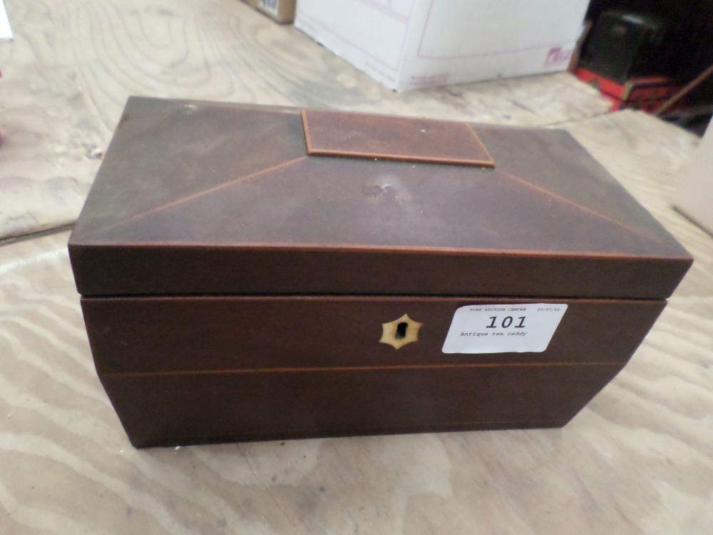 Antique tea caddy July Timed Online Saturday Sale (Household