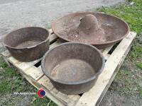 3 x cast iron pig troughs - 3