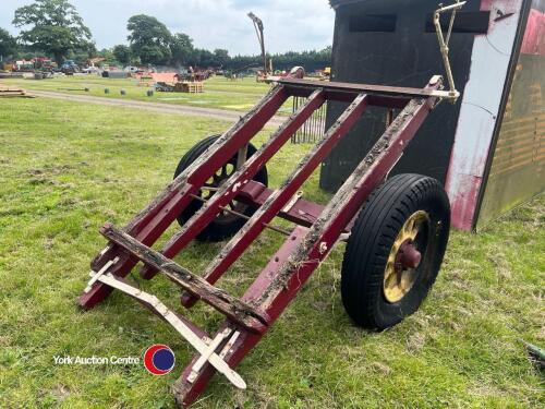 Antique cart axle and wheels