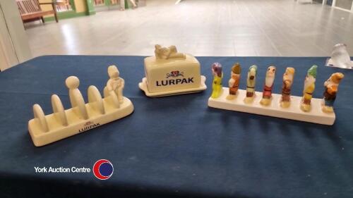 Lurpak toast rack and butter dish plus collectable Seven Dwarfs toast rack