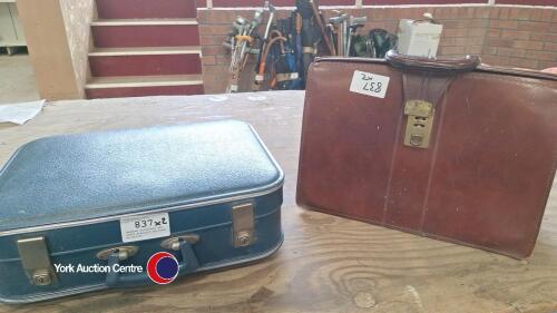 Leather briefcase and small Foxcroft suitcase by Antler