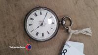 Vintage ladies silver pocket watch. English silver