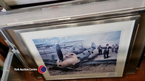 Hande Hoch print by Michael Turner, Messerschmitt print by Bill Perring plus After Noon Spitfire print by John Young