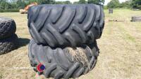 Pair 30.5R32 wheels Goodyear tyres on 8-stud JD rims