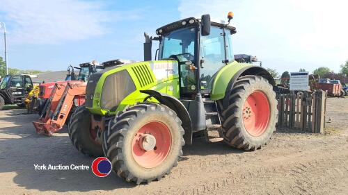 Claas Axion 820 tractor, 50kph, push out hitch, air brakes, passenger seat, rear 560, front 540, 7170hrs, AY60CJZ, key in office