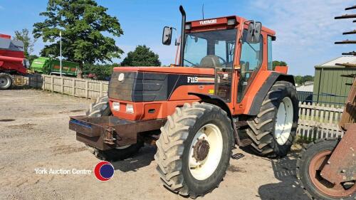 Fiat F115 Turbo tractor, 7784 hours, manual transmission, 2 spools, air-con, good tyres, 4WD, pick up hitch, new clutch, front hubs rebuilt, leak on the brakes somewhere, key in office