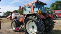 Fiat F115 Turbo tractor, 7784 hours, manual transmission, 2 spools, air-con, good tyres, 4WD, pick up hitch, new clutch, front hubs rebuilt, leak on the brakes somewhere, key in office - 3