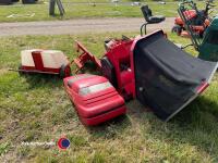 Implements for Countax garden tractor - Countax scarifier & grassbox, lawn groomer sprayer, snow plough blade, Countax tractor bonnet and Westwood seeder - 2