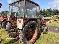 Zetor 6718 tractor with Quicke loader, February 1973. Been stood for some time, undercover, all glass in cab. No V5 - 4