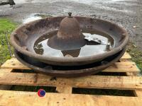 2 x round cast iron pig troughs