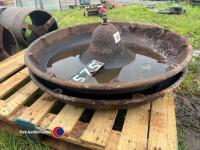 2 x round cast iron pig troughs - 2