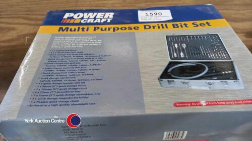 Powercraft multipurpose drill bit set-, complete in case.