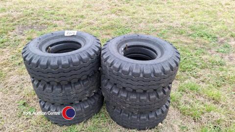 6 x unused industrial tyres and centres, 18 X 7 - 8, 16 PR H.T. nylon