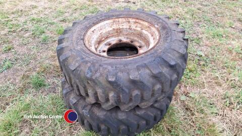 Pair 10x16.5 wheels & tyres for Skidsteer