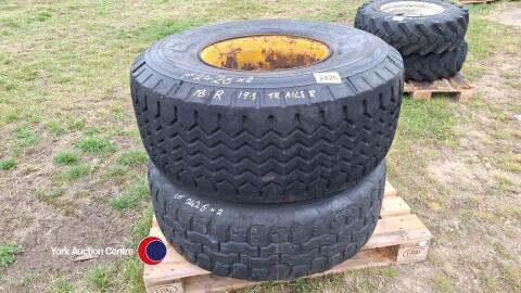 Pair 18x19.5 trailer wheels & tyres