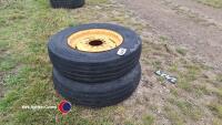 Pair 7.50-16' MF tractor wheels & tyres