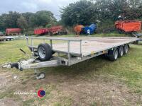 Ifor Williams 3.5T tri-axle 20ft x 8ft flatbed trailer 2020. With new hitch lock and keys, and unused spare wheel. Key in office - 2