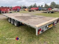 Ifor Williams 3.5T tri-axle 20ft x 8ft flatbed trailer 2020. With new hitch lock and keys, and unused spare wheel. Key in office - 3