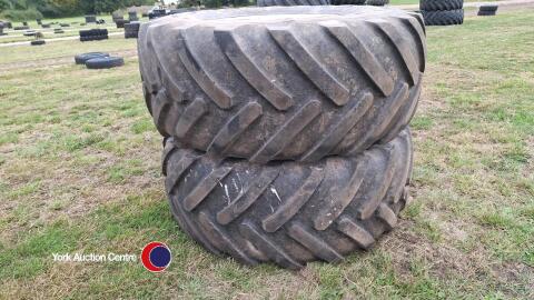 2 x Michelin Axiobib IF 620/75R30 8-stud wheels with adjustable centres - both tubeless, in good condition