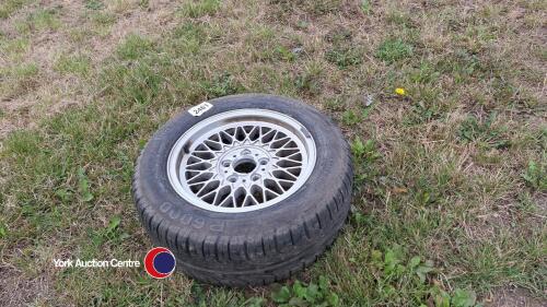 Classic BMW cross-spoked alloy wheel with brand new tyre