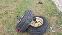 Pair 10.5 85. 15.3 wheels tyres and stub axles