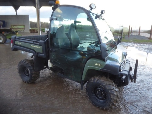 John Deere Gator XUV 855D diesel utility vehicle, full cab, sports seats, power lift cargo box, anti theft isolator, 1388 hours, YJ11 FPE