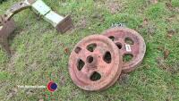 Pair of front cast wheels for old Fordson tractor - 3