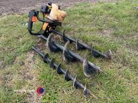 Post auger with 3 x bits