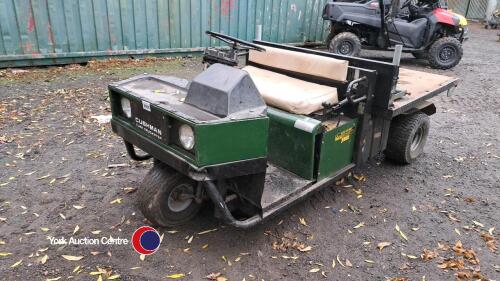 Cushman utility cart, petrol engine, rear tipping body, key in office