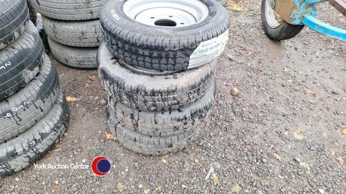 4 x 5-stud trailer wheels and tyres 155/70/12C