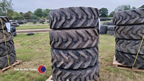 4 x 400/80/24 (15.5 80 24) Alliance Toughtrac Loadall tyres, 90%, checked and tested, hold air and ready for work. Good solid tyres. Any repairs carried out before testing.