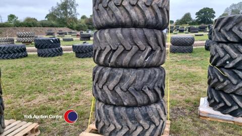 4 x 500/60/22.5 Alliance flotation 331 9T dumper tyres, 80%, checked and tested, hold air and ready for work. Good solid tyres. Any repairs carried out before testing.