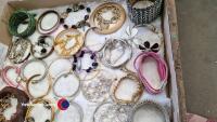 Tray of bangles and bracelets with another of bone and ivory-coloured jewellery - 2