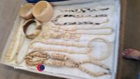 Tray of bangles and bracelets with another of bone and ivory-coloured jewellery - 3