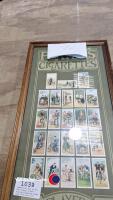 Framed full set of 50 John Player & Sons cycling cigarette cards from 1939 plus full spare set of 50 cards.