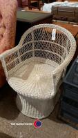 Wicker chair, wicker basket, small bathroom cupboard and small metal stationary drawers - 4