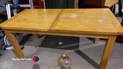 Solid pine extending dining table, seats 8 extends to 10