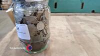 Jar of old pre-decimal coins.