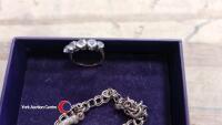 Solid gold with diamonds ring & silver bracelet - 2