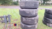 4 x 385/65/22.5 super single wheels and tyres - 4