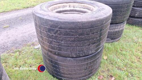 2 x Michelin 455/45/22.5 super single wheels and tyres