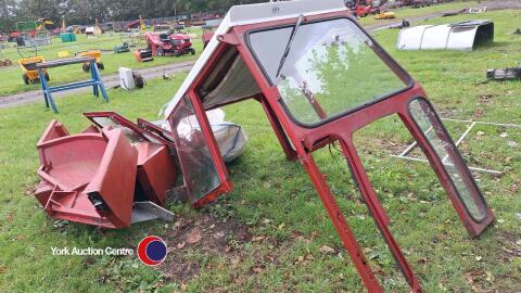 Original MF 240 tractor cab c/w doors, glass, lights, plough light, windscreen wiper, sound deadening mats, no window at the rear