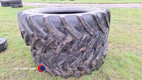 Pair of rear Continental tractor tyres 650 / 65 R42 , one good, one needs slight repair