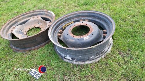 Pair of Stocks 11/36 heavy duty row crop rims with bolt in centres for JCB Fastrac
