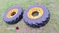 Pair 10.5/80/18 wheels & tyres. - 2
