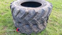 2 x 380/70R24 BKT tyres, 40%, good condition - 4